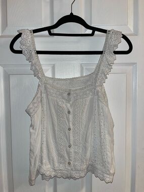 Lace-Trim Eyelet Camisole Tank Top